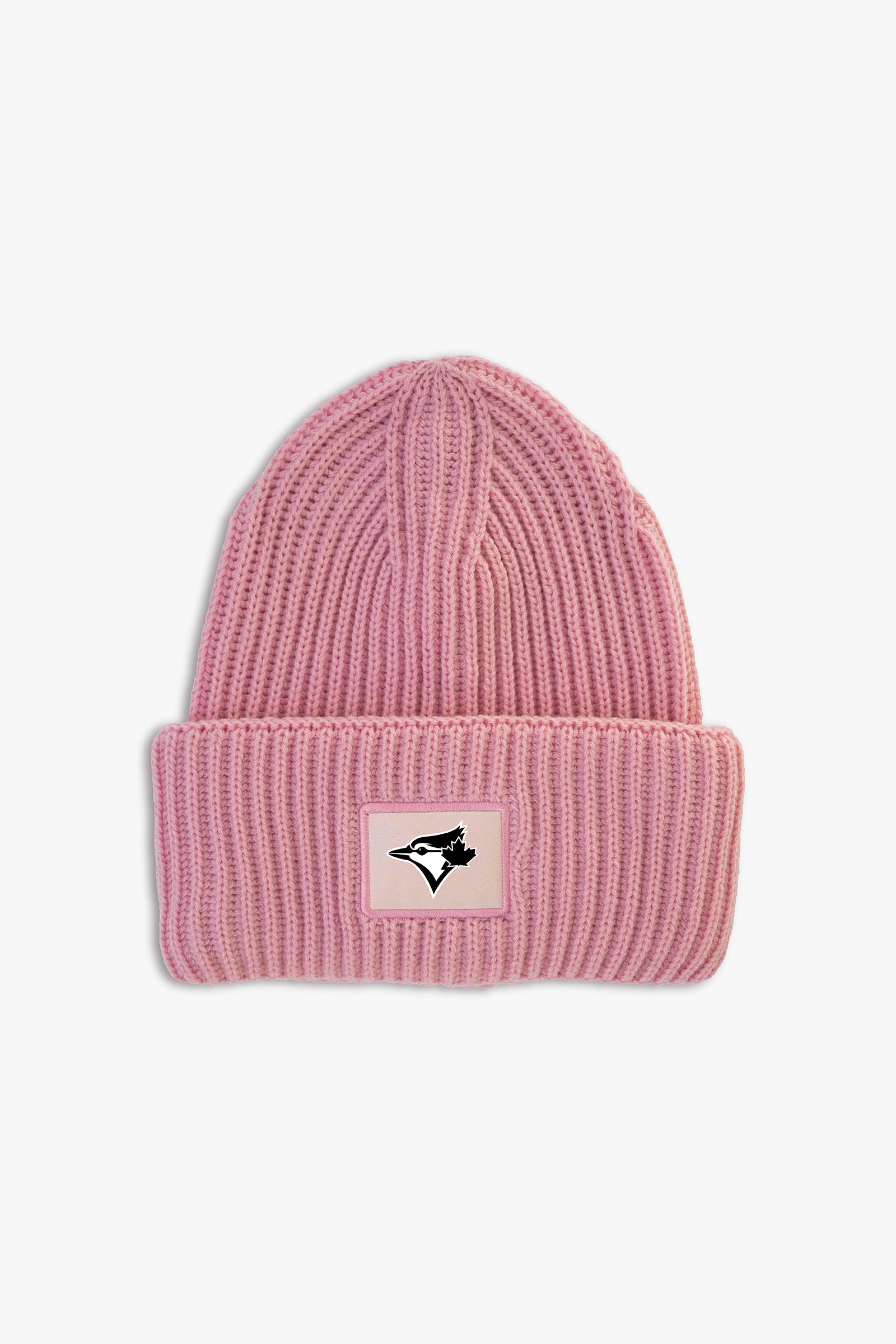 MLB Toronto Blue Jays Adult Pink Oversized Triple Cuff Toque Beanie with Printed Logo