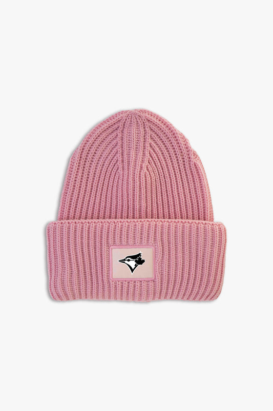 MLB Toronto Blue Jays Adult Pink Oversized Triple Cuff Toque Beanie with Printed Logo