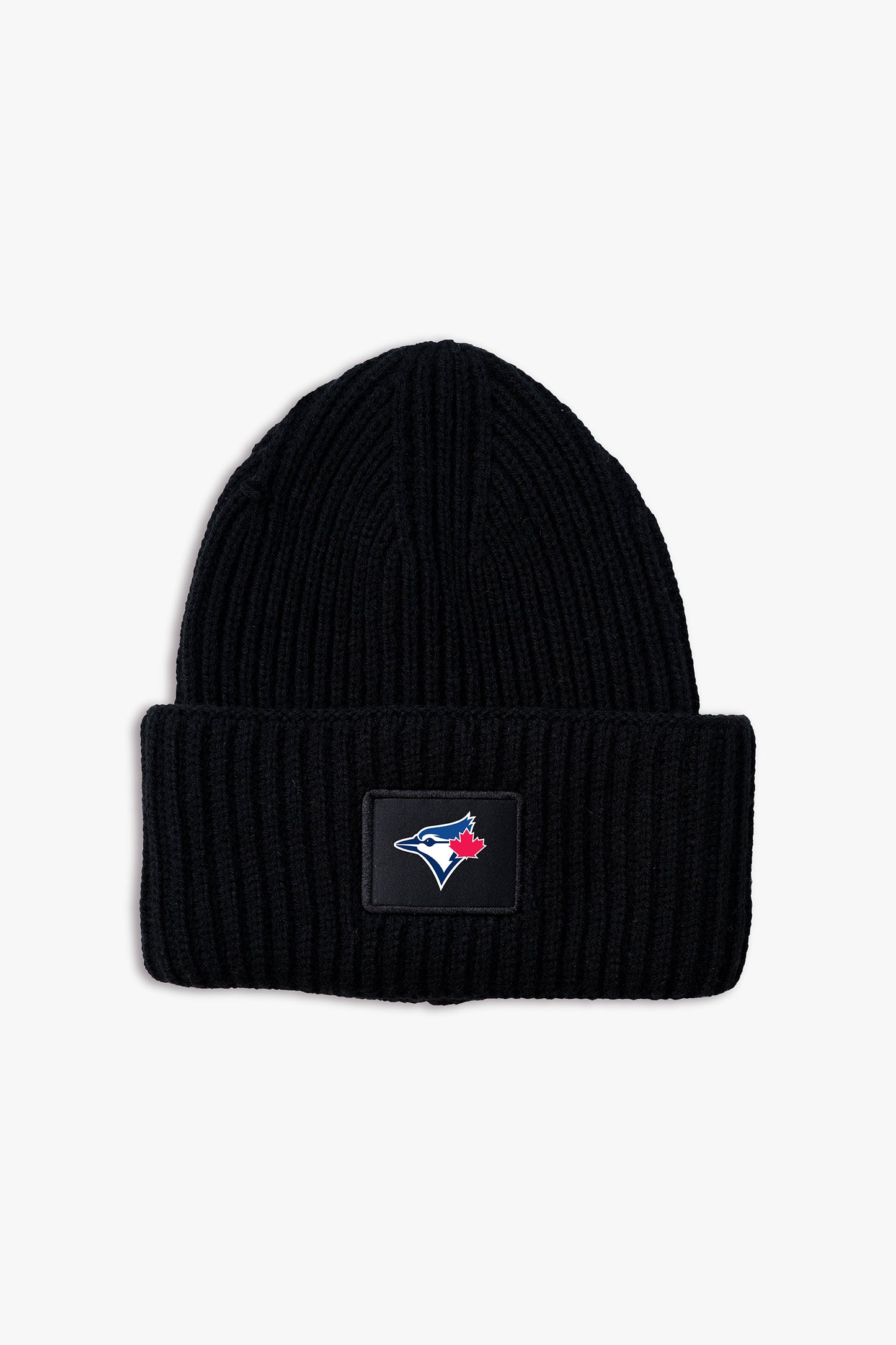 MLB Toronto Blue Jays Adult Black Oversized Triple Cuff Toque Beanie with Printed Logo