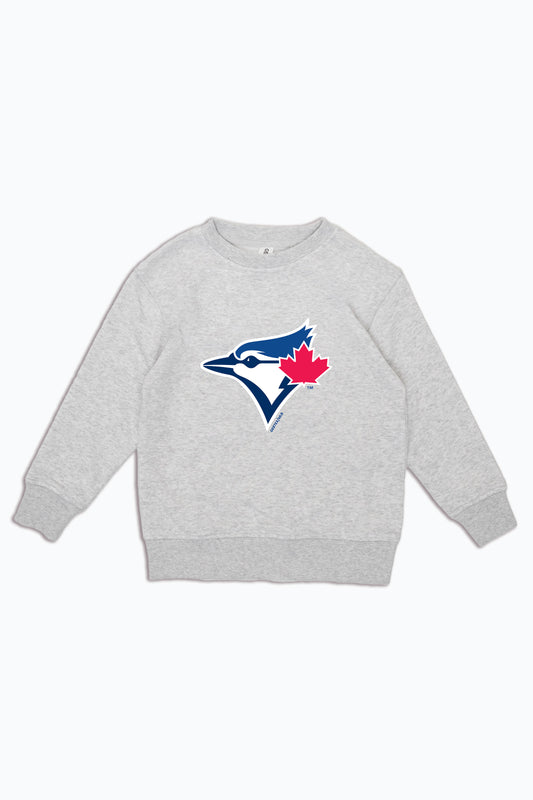 MLB Toronto Blue Jays Logo Crewneck Heather Grey Sweatshirt for Kids, Youth Pullover | Licensed Fan Apparel for Junior Boys, Girls