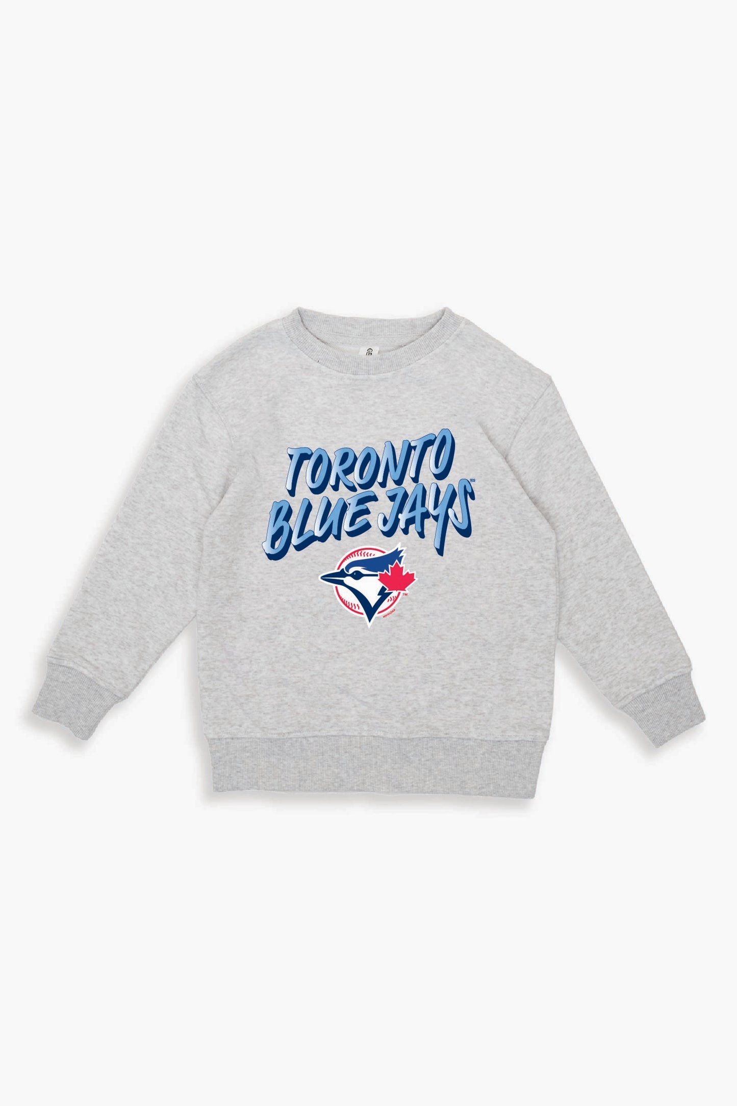 MLB Toronto Blue Jays Youth Crewneck Sweatshirt in Heather Grey (Kids) with Graffiti Design