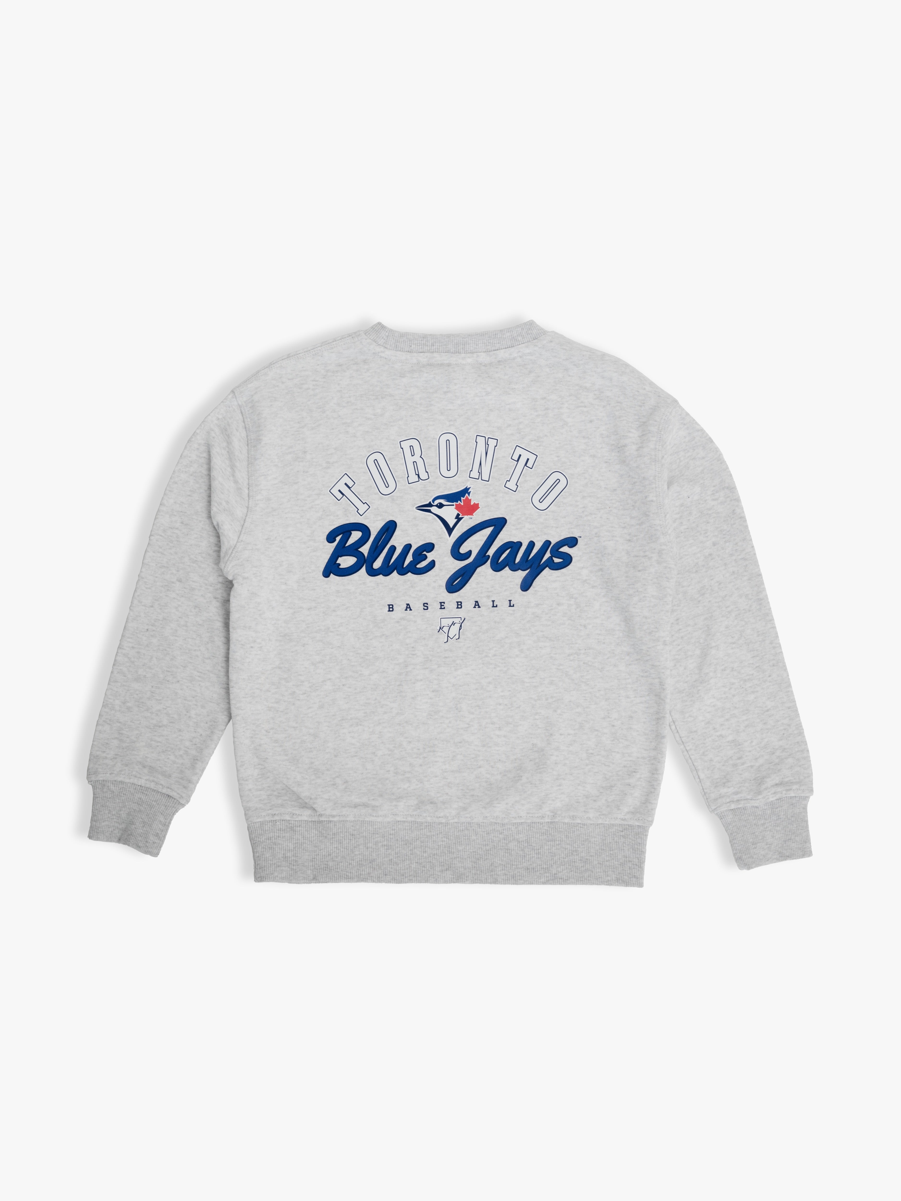 Family Collection Toronto Blue Jays Kids Crewneck Sweatshirt MLB Pullover, Heather Grey French Terry, Youth