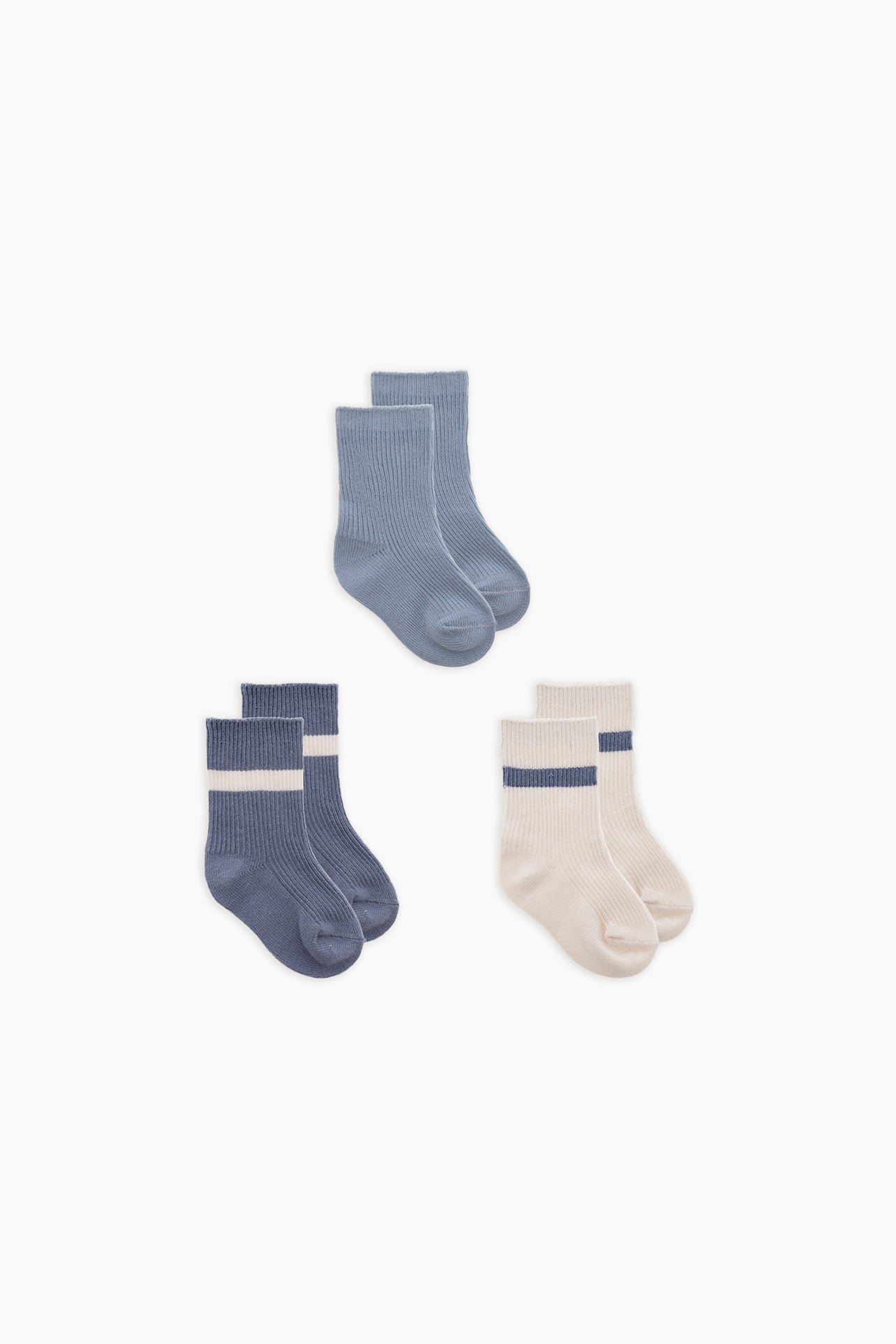 Snugabye Organic 3-Pack Baby Crew Socks - Folkstone Grey