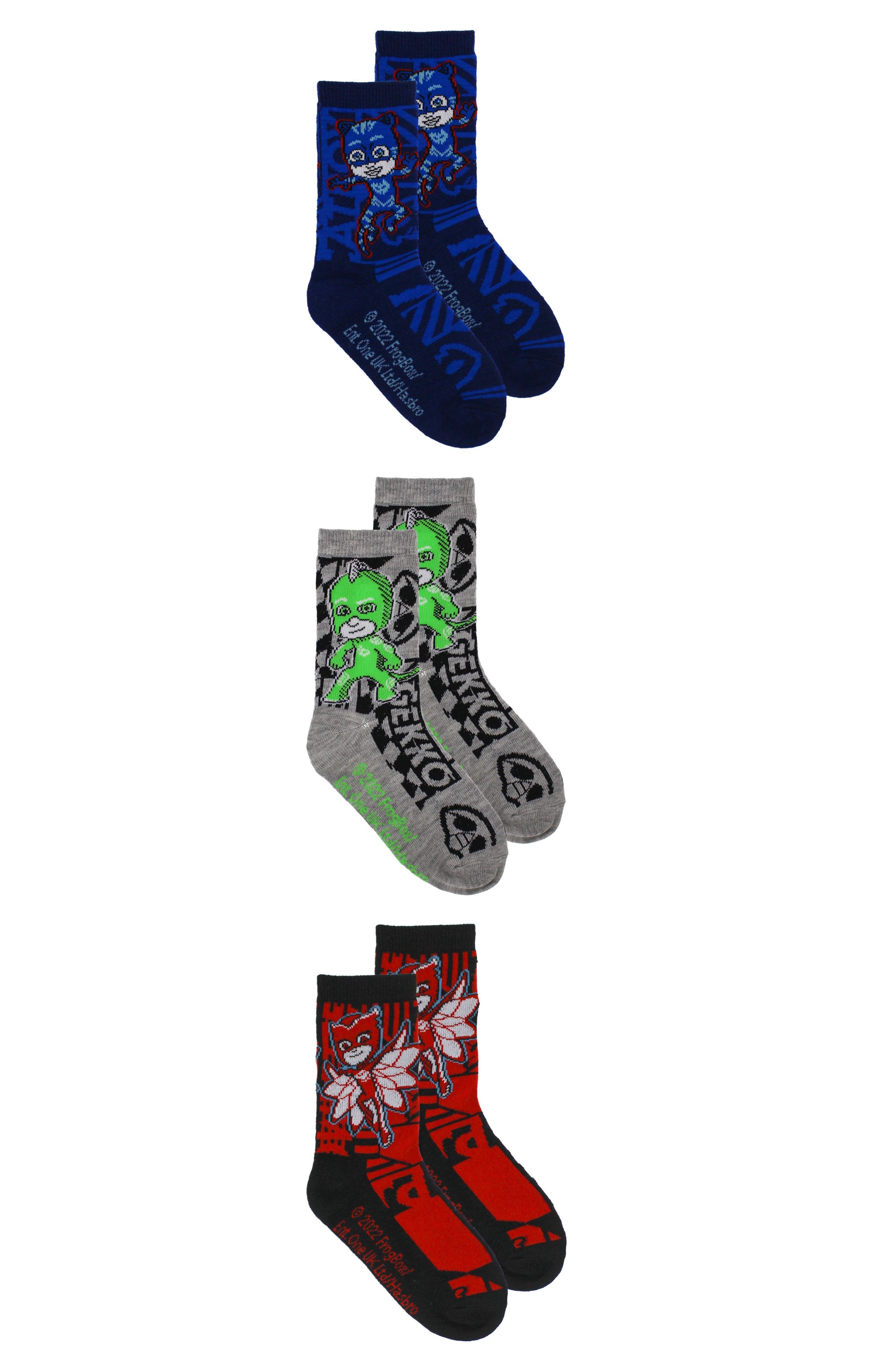 Gertex PJ Masks Youth Boys 3-Pack Crew Socks | Kids Size 4-6