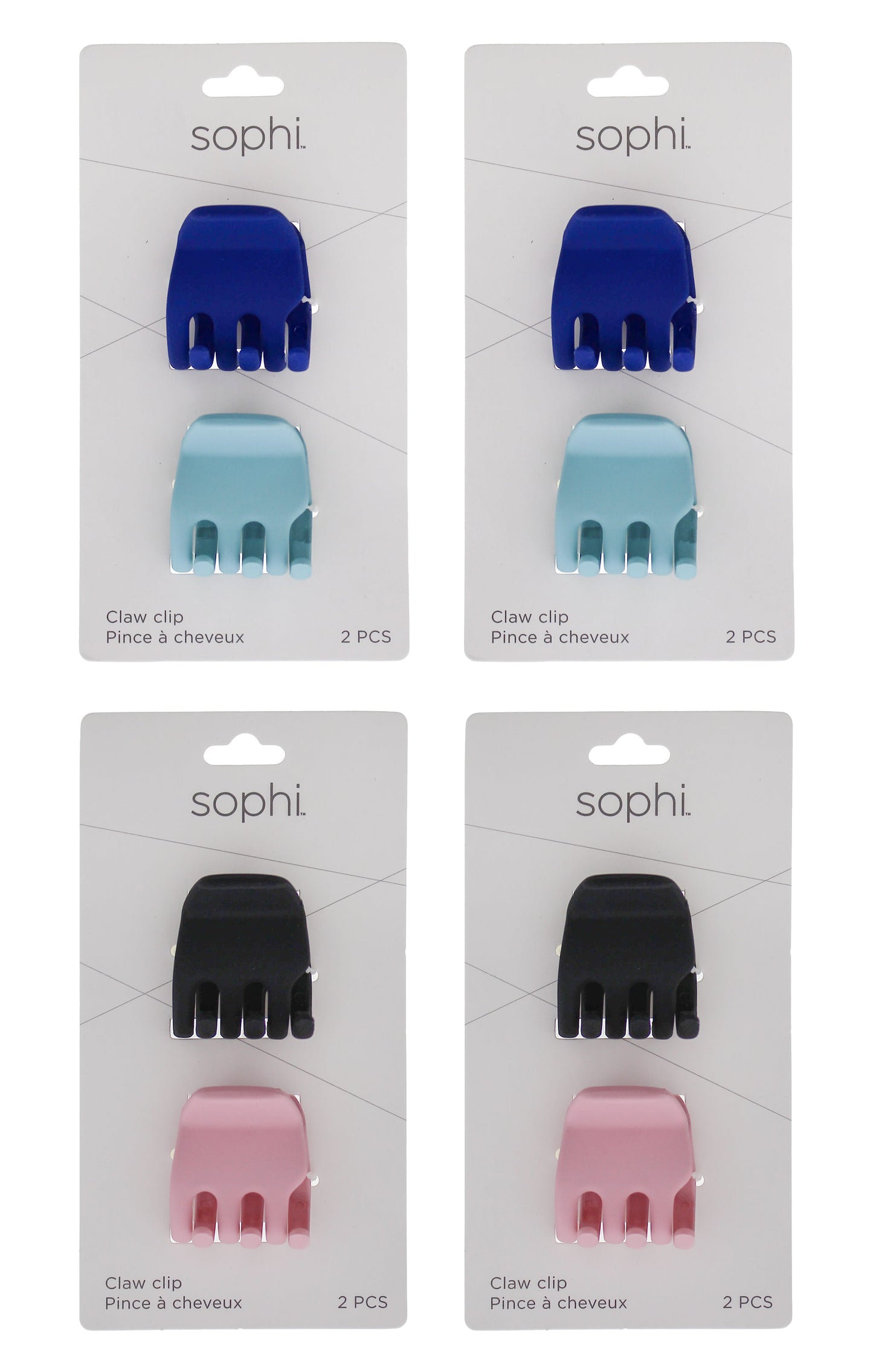 Sophi 8 Small Matte Hair Claw Clips Bundle in Multiple Colours