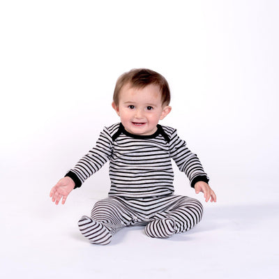 Baby Sleepers - Black & White Stripe Footed Sleeper with Snaps ...