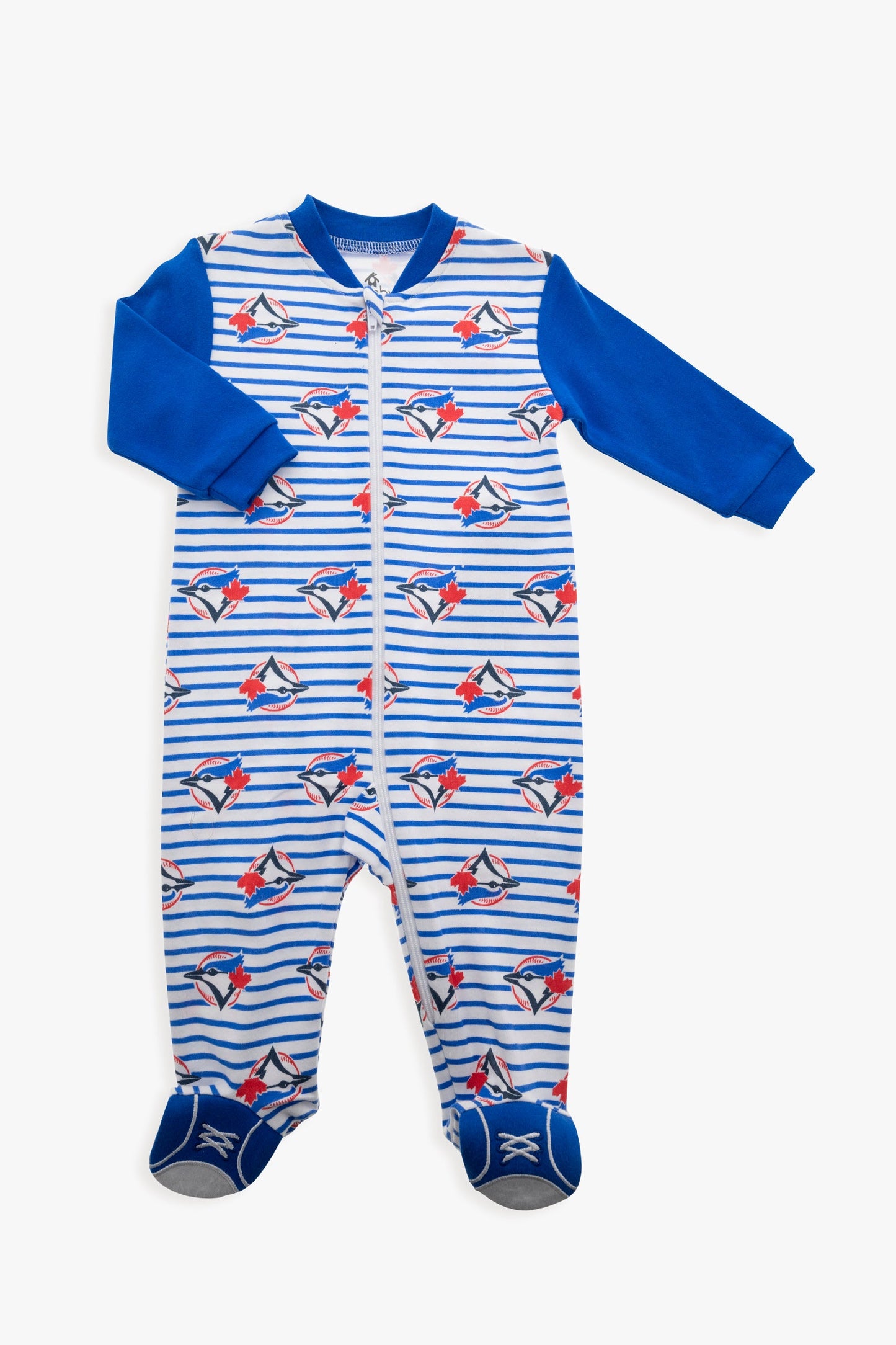 MLB Toronto Blue Jays Logo Pattern Toddler Royal Long Sleeve Sleeper with Zipper Closure