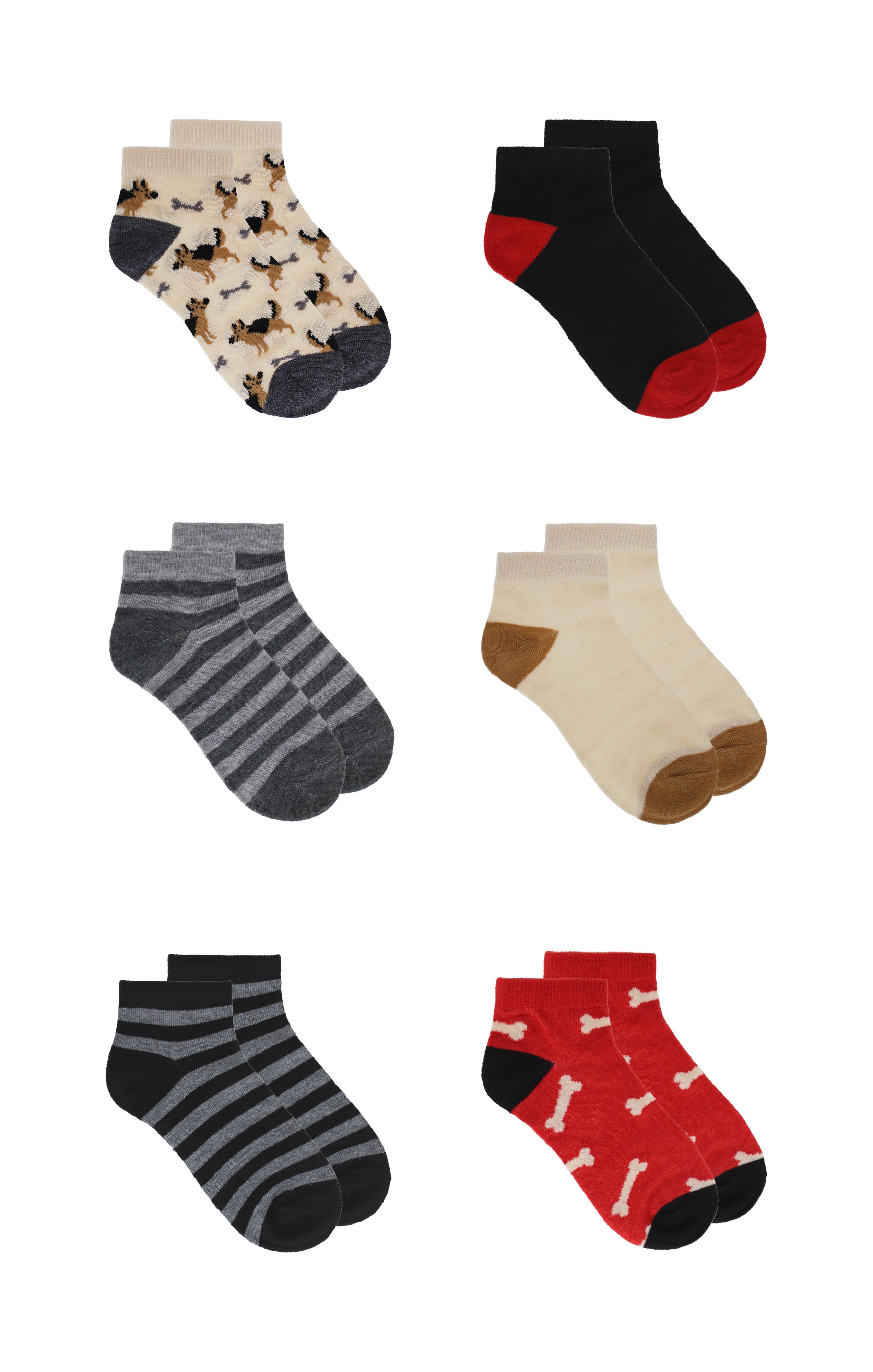 Kids Boys 6-Pack Fun Graphic No-Show Anklet Socks Bundle