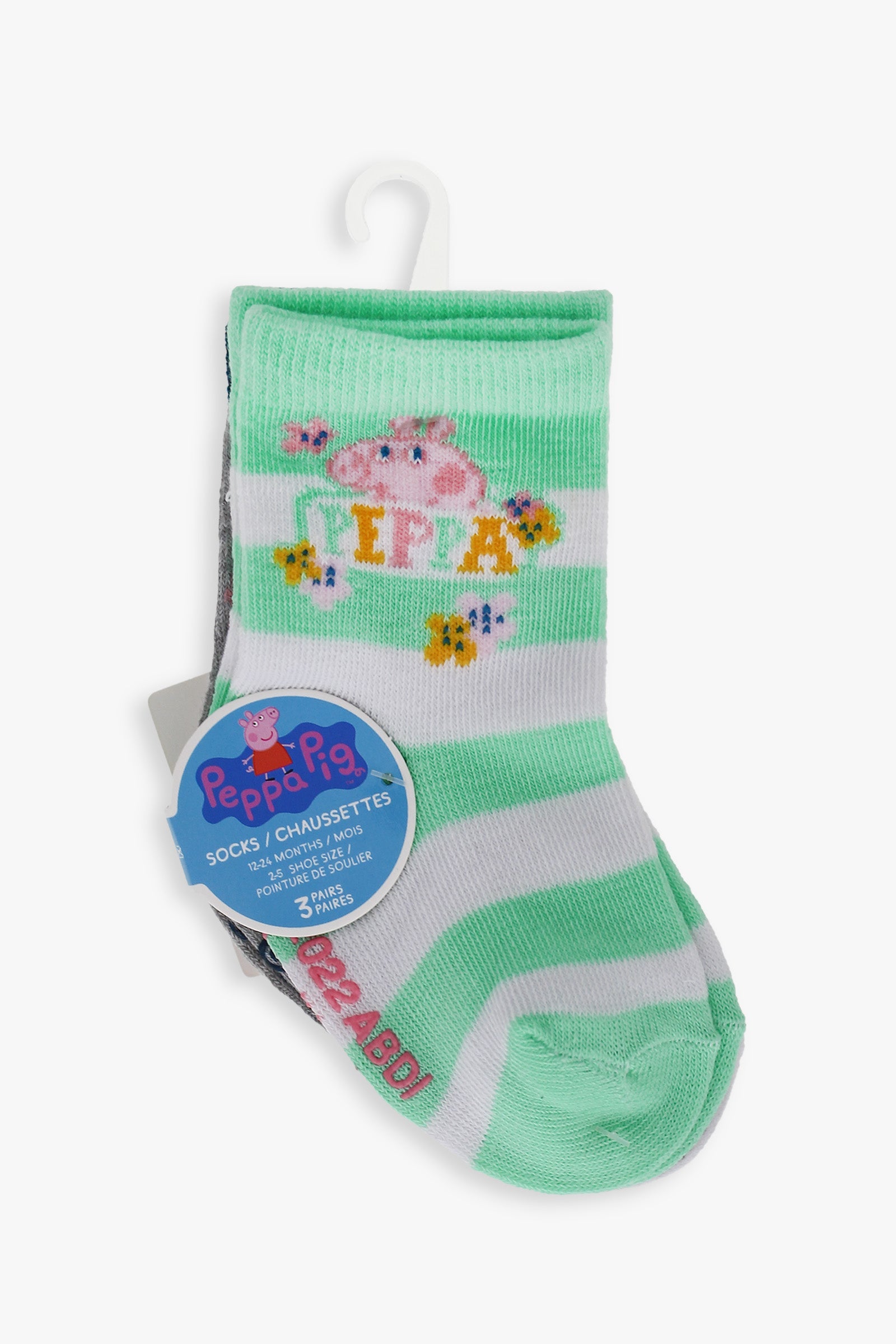 Gertex Peppa Pig Infant 3-Pack Crew Socks | Size 12-24 Months