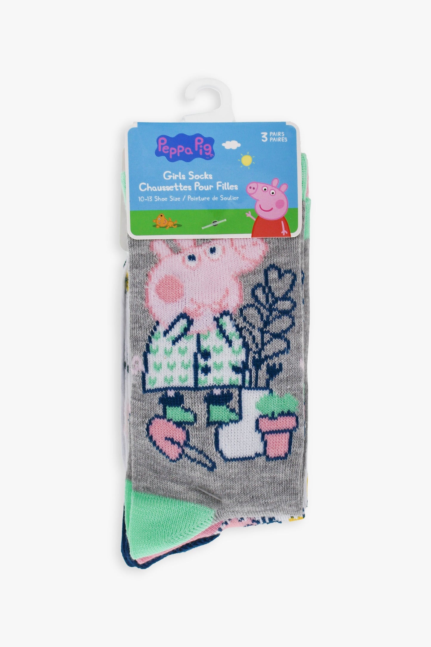 Peppa Pig Youth Girls 3-Pack Crew Socks