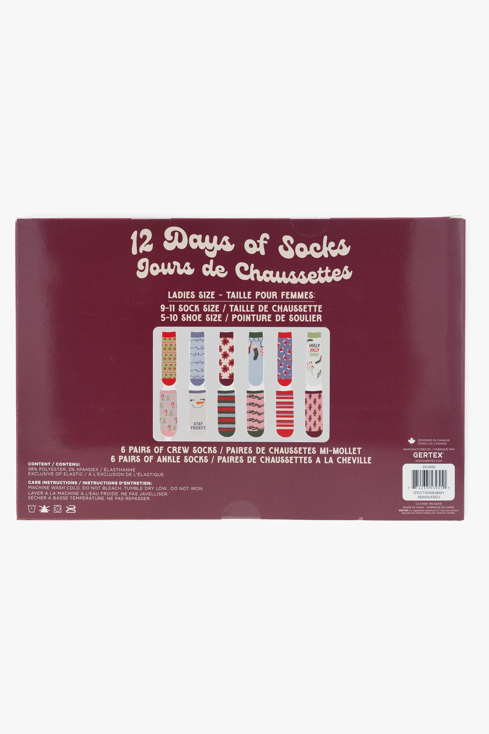 Gertex Ladies "12 Days of Socks" Holiday Gift Advent Calendar