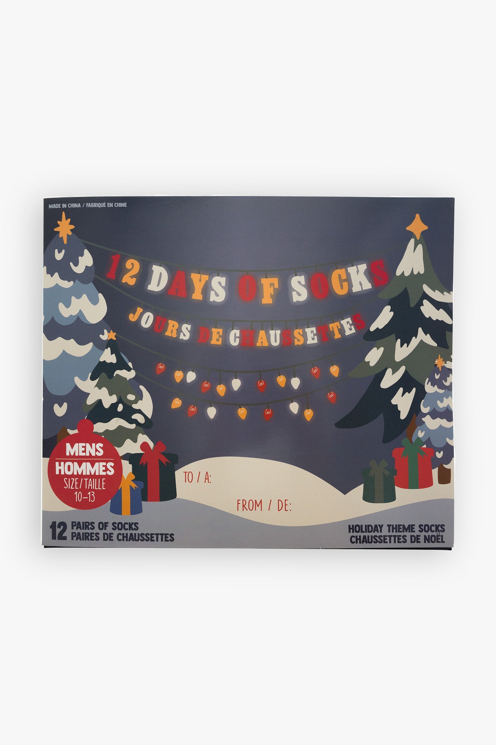 Gertex Men's "12 Days of Socks" Advent Calendar Gift Box | 12 Days of Holiday Socks