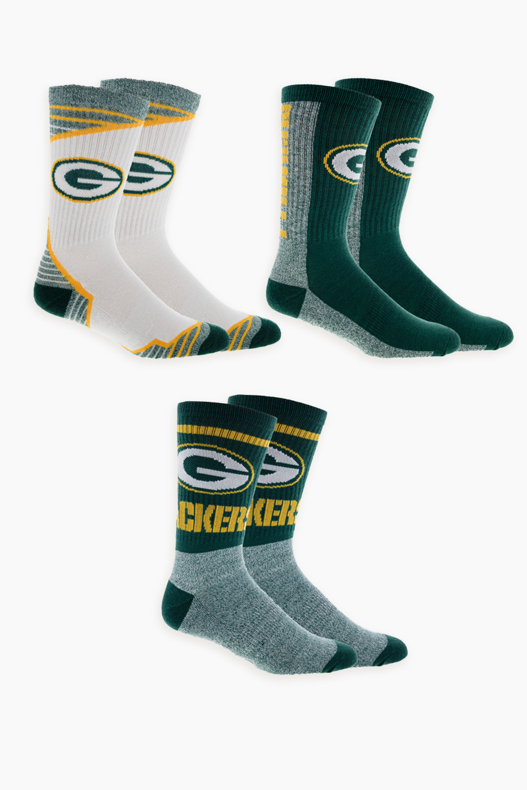 Gertex NFL Green Bay Packers 3-Pack Mens Crew Socks