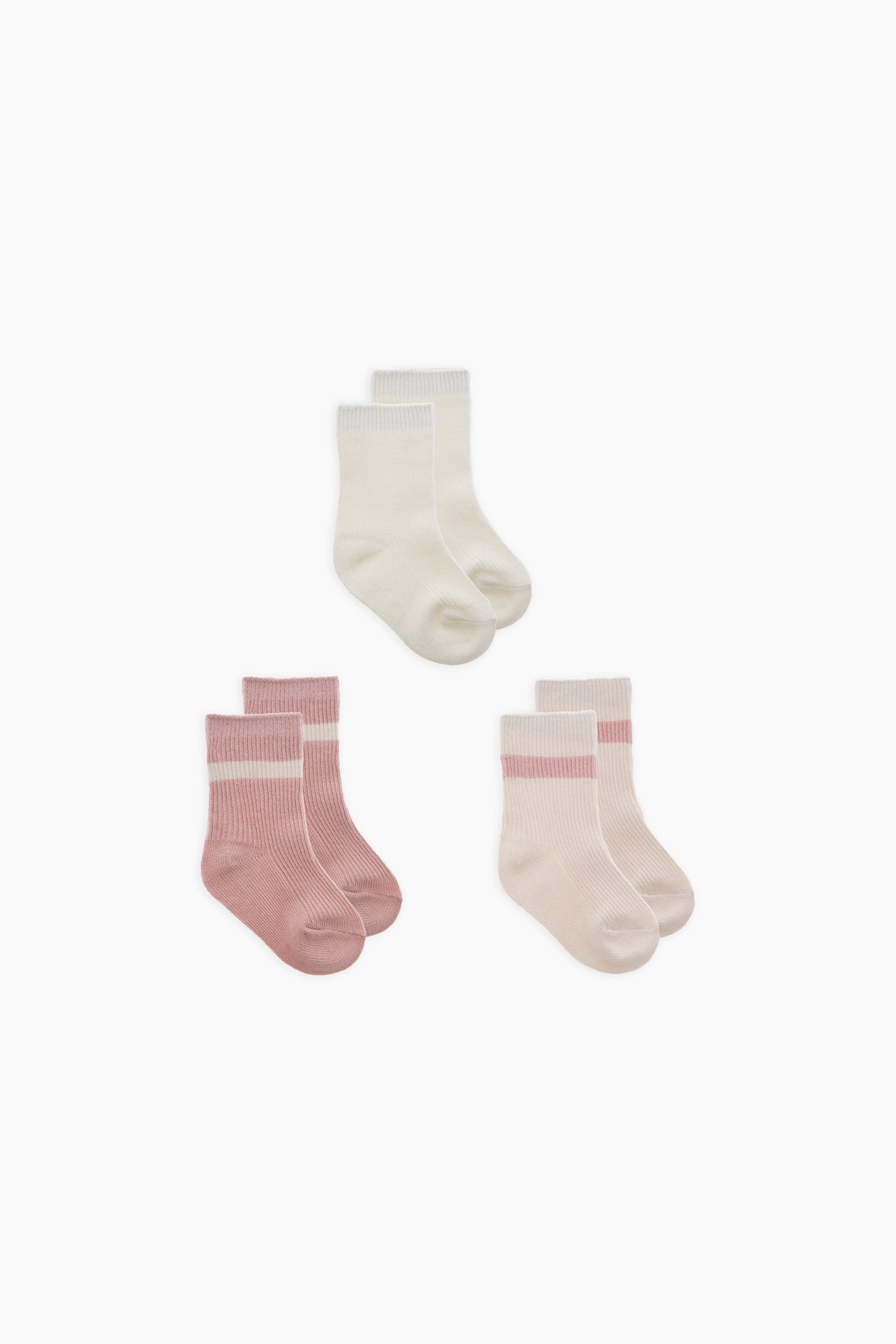 Snugabye Organic 3-Pack Baby Crew Socks - Misty Rose