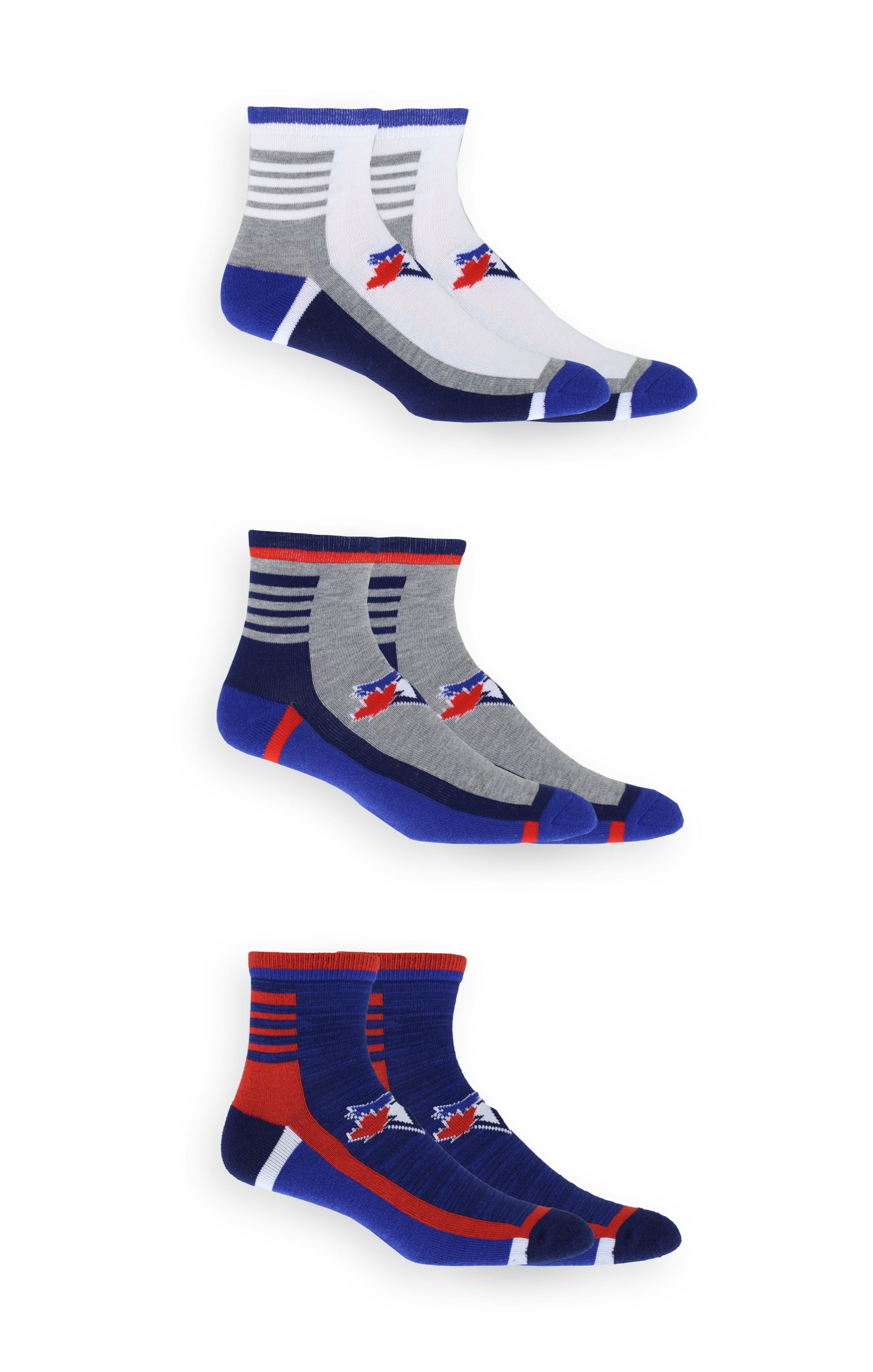 Gertex Toronto Blue Jays Socks Quarter Length 3 Pack Mens Shoe Size 7-13